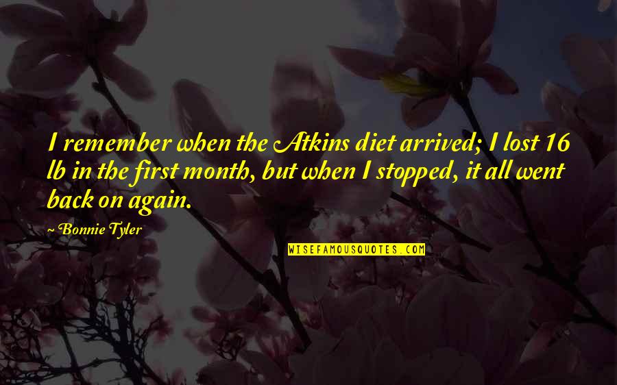 Atkins Diet Quotes By Bonnie Tyler: I remember when the Atkins diet arrived; I