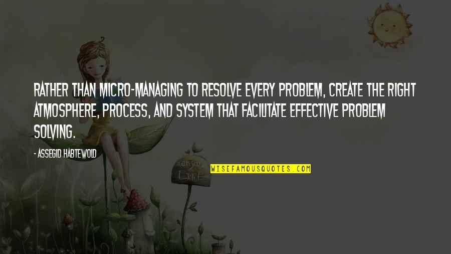 Atmosphere Quotes By Assegid Habtewold: Rather than micro-managing to resolve every problem, create