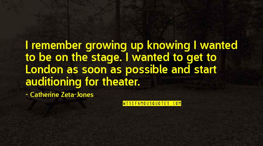 Auditioning Quotes By Catherine Zeta-Jones: I remember growing up knowing I wanted to