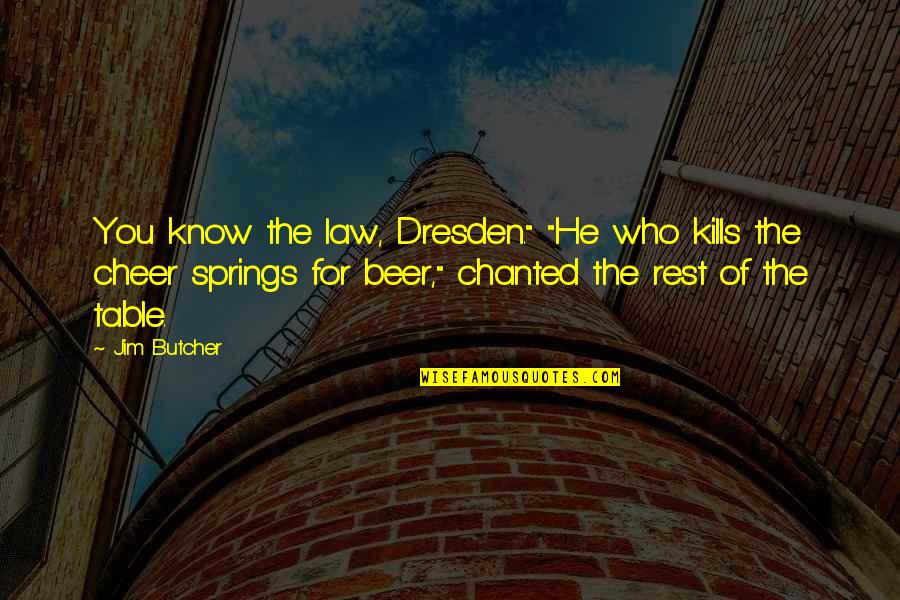 Author Jim Butcher Quotes By Jim Butcher: You know the law, Dresden." "He who kills