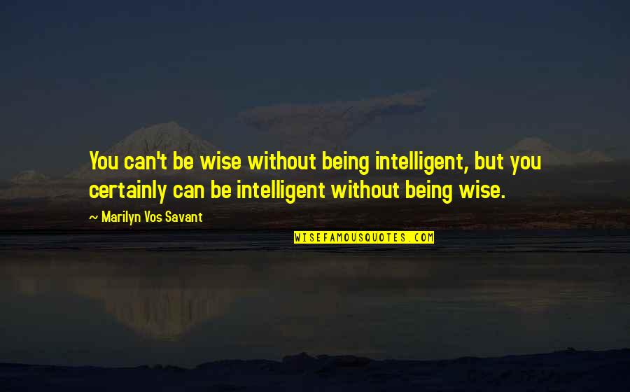 Azim Khamisa Quotes By Marilyn Vos Savant: You can't be wise without being intelligent, but