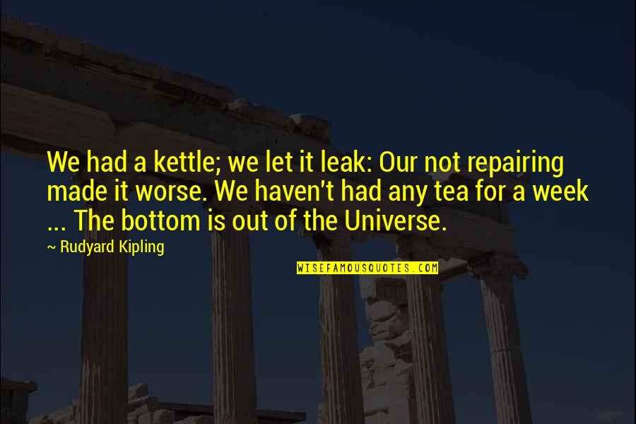 Azim Khamisa Quotes By Rudyard Kipling: We had a kettle; we let it leak: