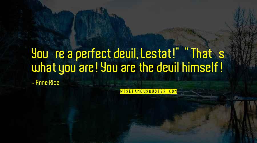 B6k8 Quotes By Anne Rice: You're a perfect devil, Lestat!" "That's what you