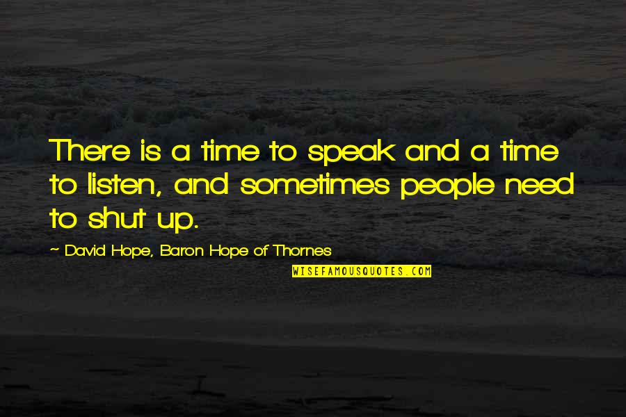 Baby Birdman Quotes By David Hope, Baron Hope Of Thornes: There is a time to speak and a