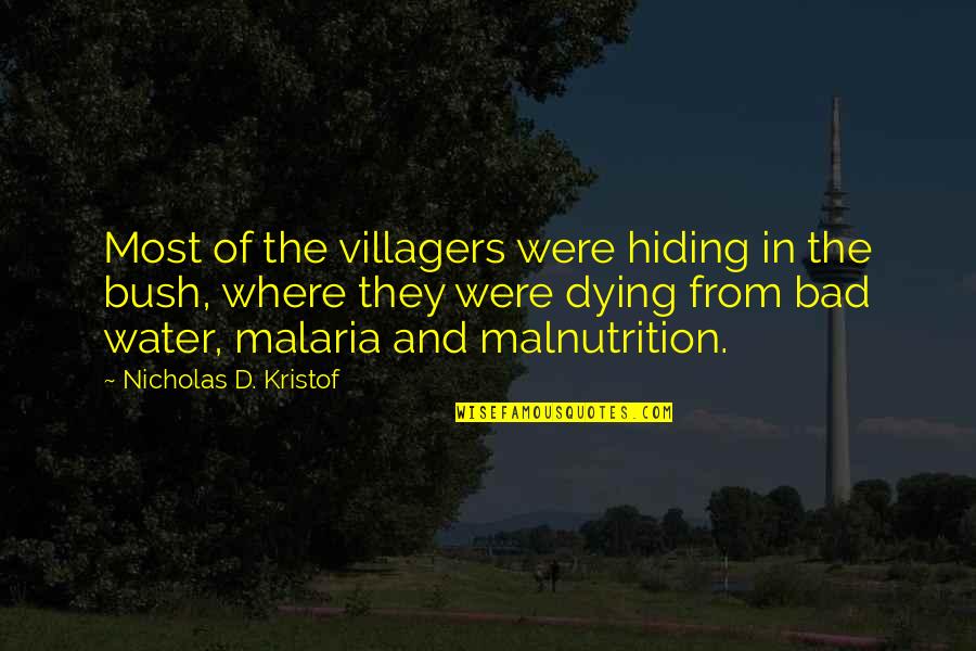 Bad Water Quotes By Nicholas D. Kristof: Most of the villagers were hiding in the