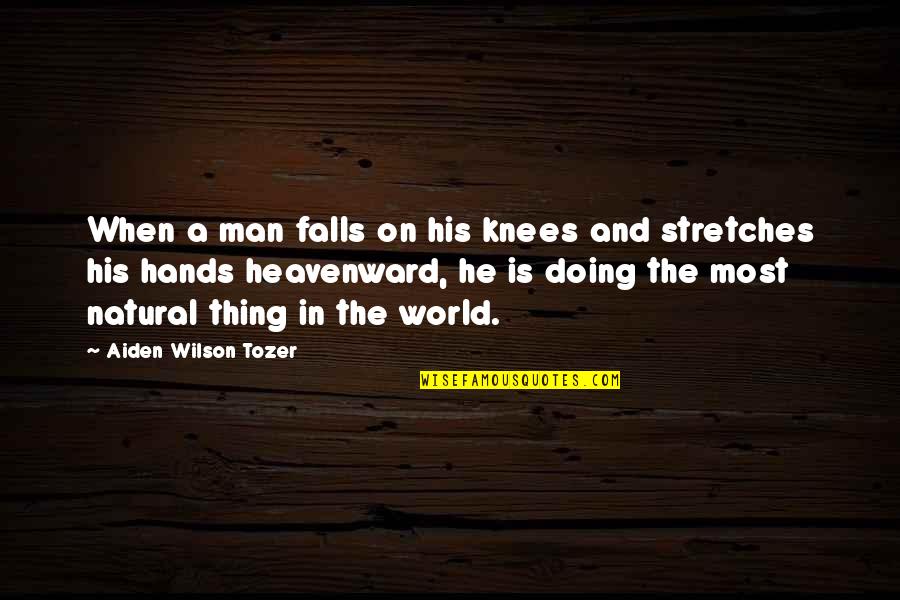 Balcon Quotes By Aiden Wilson Tozer: When a man falls on his knees and