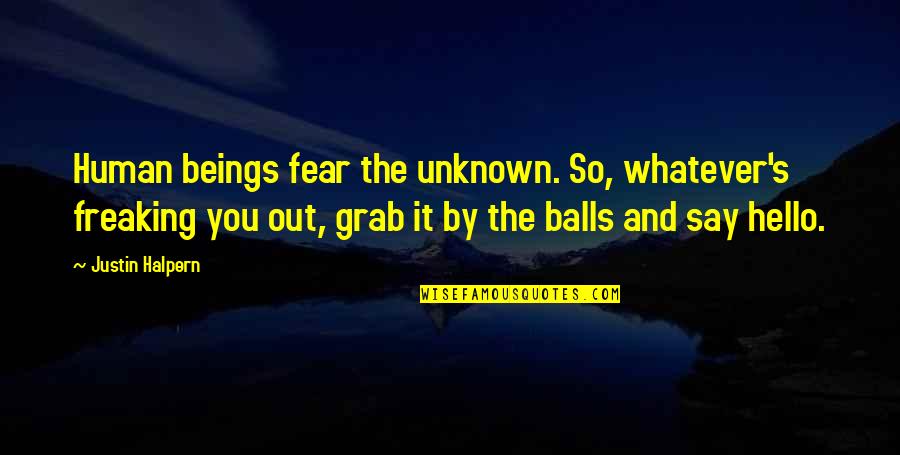 Balls Out Quotes By Justin Halpern: Human beings fear the unknown. So, whatever's freaking