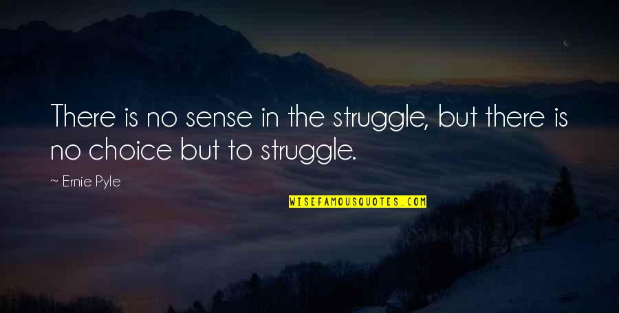 Basaldua Yuba Quotes By Ernie Pyle: There is no sense in the struggle, but