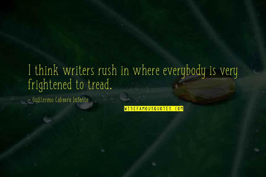 Basculer In English Quotes By Guillermo Cabrera Infante: I think writers rush in where everybody is