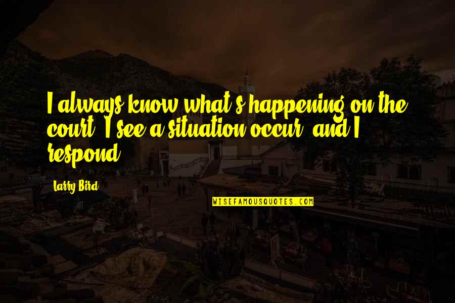 Basketball Court Quotes By Larry Bird: I always know what's happening on the court.