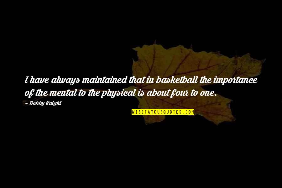 Basketball Is Mental Quotes By Bobby Knight: I have always maintained that in basketball the