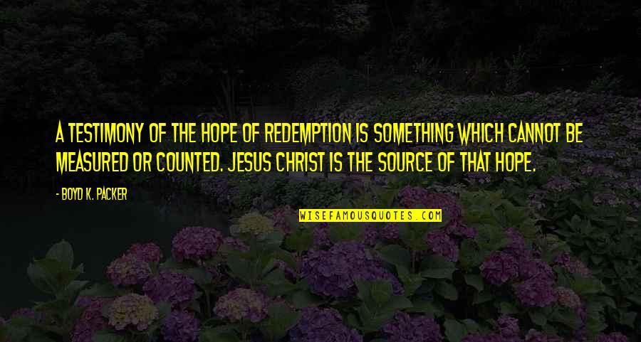 Bcrn Cosmetics Quotes By Boyd K. Packer: A testimony of the hope of redemption is