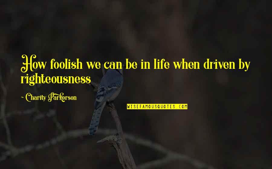 Be Driven Quotes By Charity Parkerson: How foolish we can be in life when