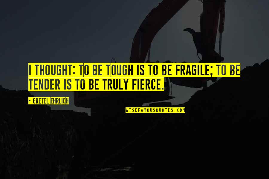 Be Fierce Quotes By Gretel Ehrlich: I thought: to be tough is to be