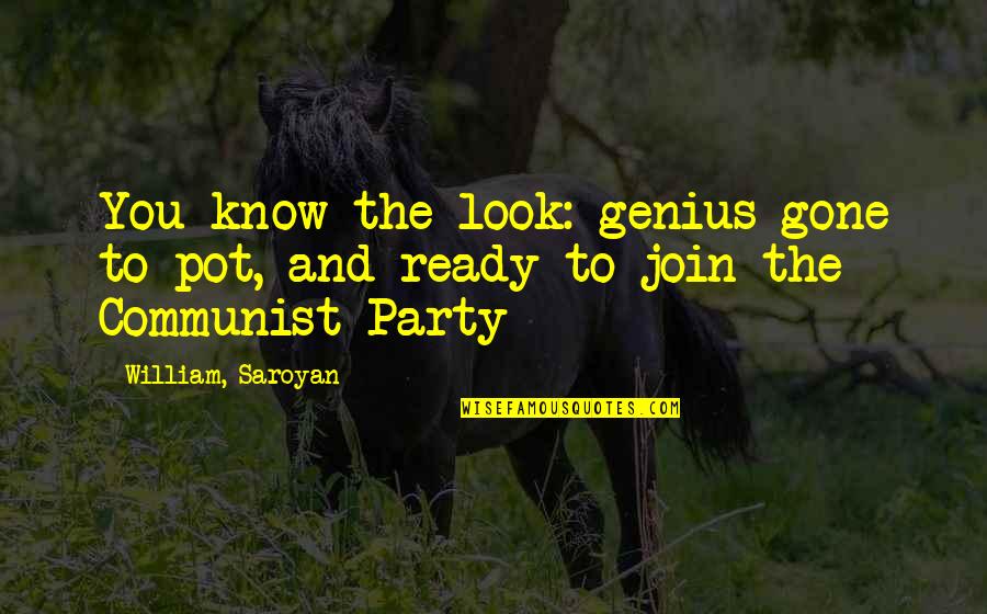 Be Ready To Party Quotes By William, Saroyan: You know the look: genius gone to pot,