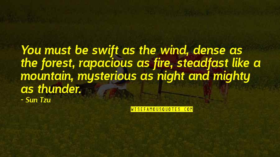 Be Steadfast Quotes By Sun Tzu: You must be swift as the wind, dense