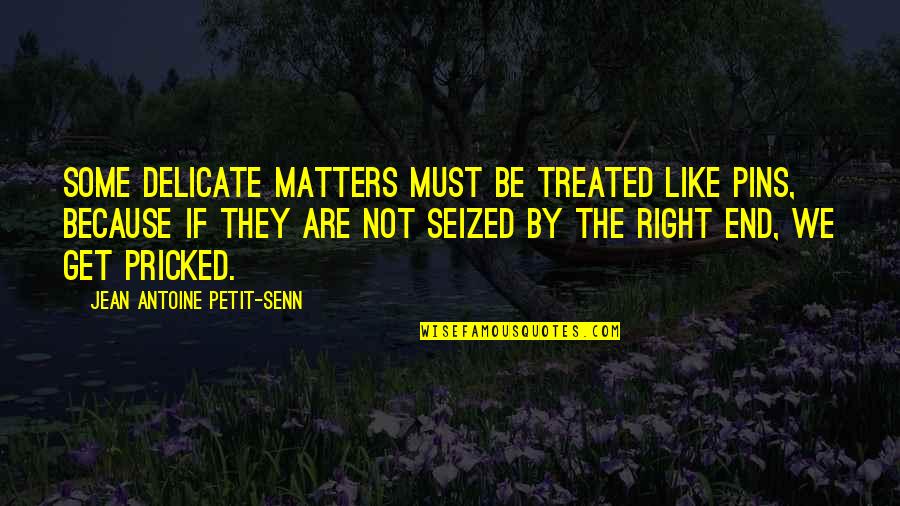 Be Treated Right Quotes By Jean Antoine Petit-Senn: Some delicate matters must be treated like pins,