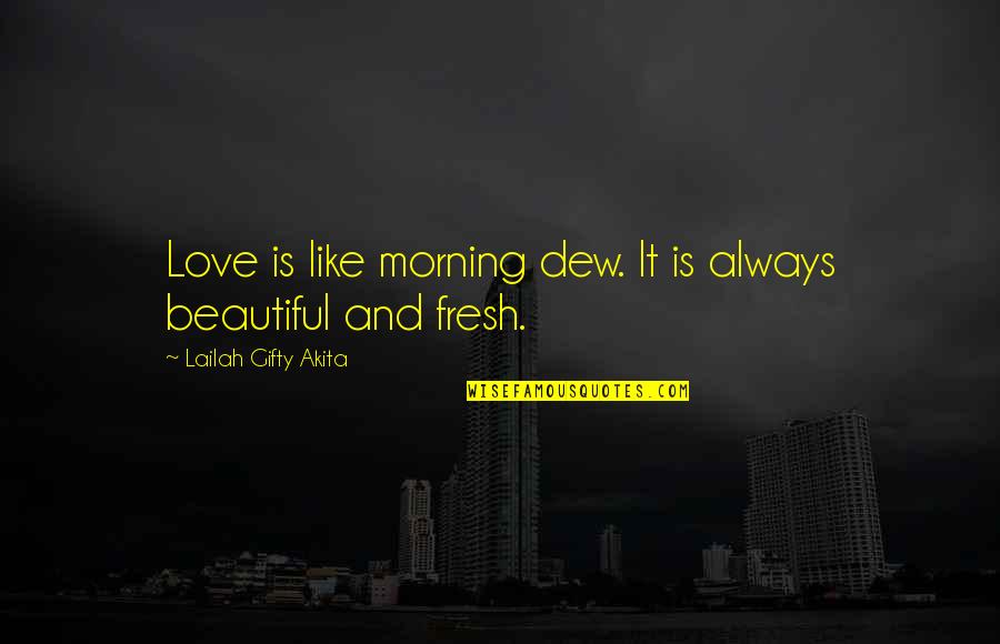 Beautiful Love Life Quotes By Lailah Gifty Akita: Love is like morning dew. It is always