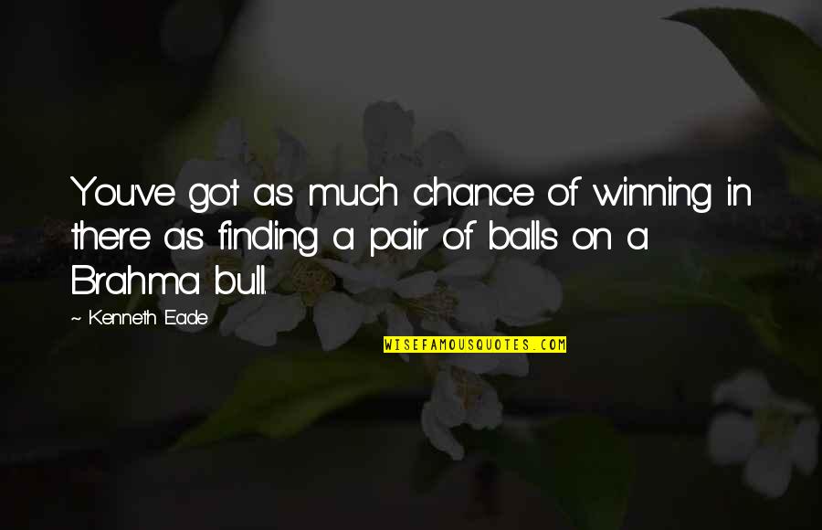 Beautiful Valley Quotes By Kenneth Eade: You've got as much chance of winning in