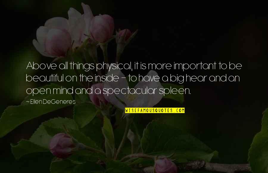 Beauty Inside And Out Quotes By Ellen DeGeneres: Above all things physical, it is more important