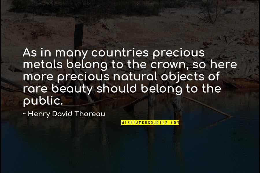 Beauty Natural Quotes By Henry David Thoreau: As in many countries precious metals belong to