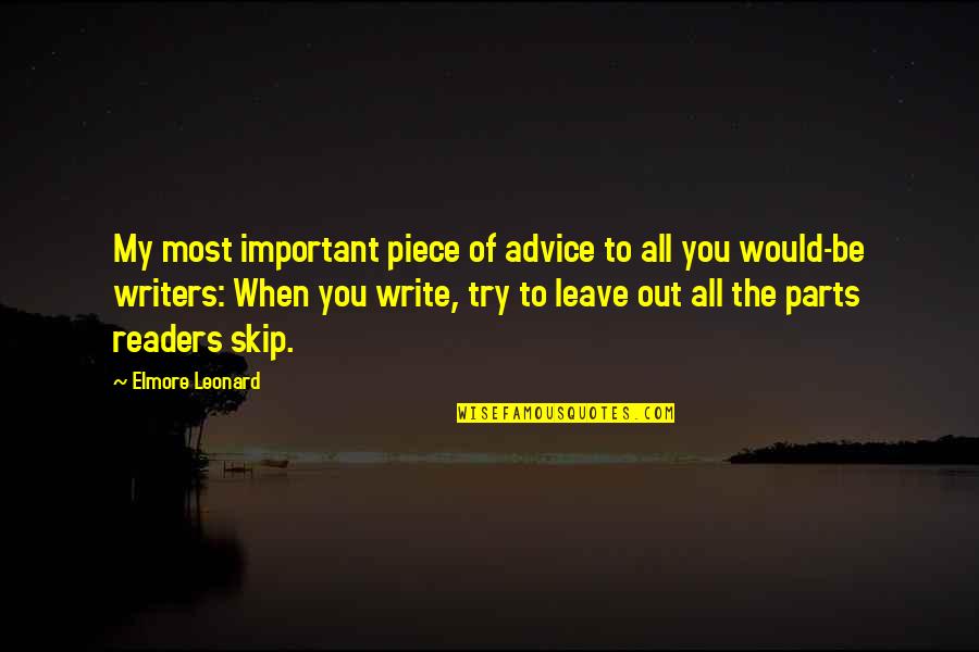 Beauvoir Biloxi Quotes By Elmore Leonard: My most important piece of advice to all