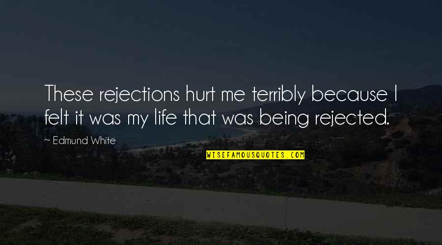 Because You Hurt Me Quotes By Edmund White: These rejections hurt me terribly because I felt