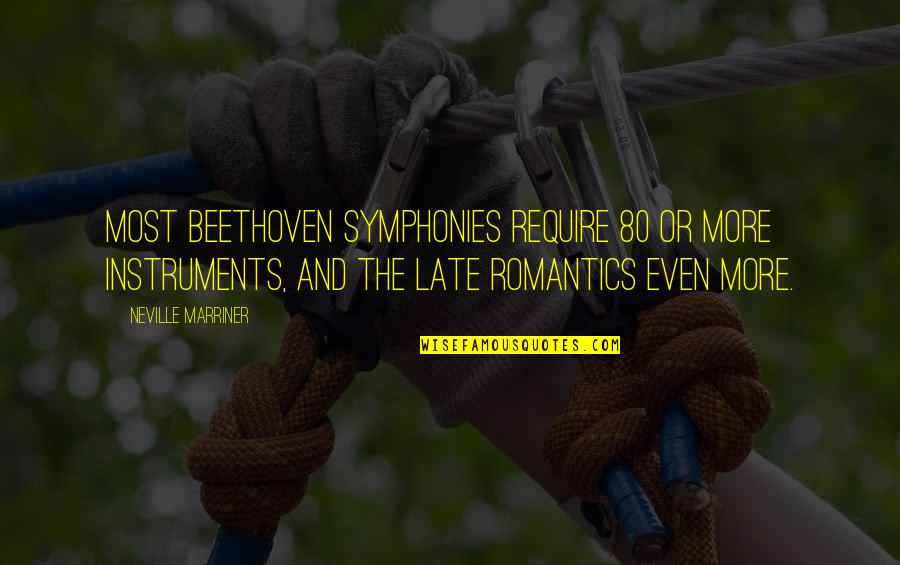 Beethoven Quotes By Neville Marriner: Most Beethoven symphonies require 80 or more instruments,