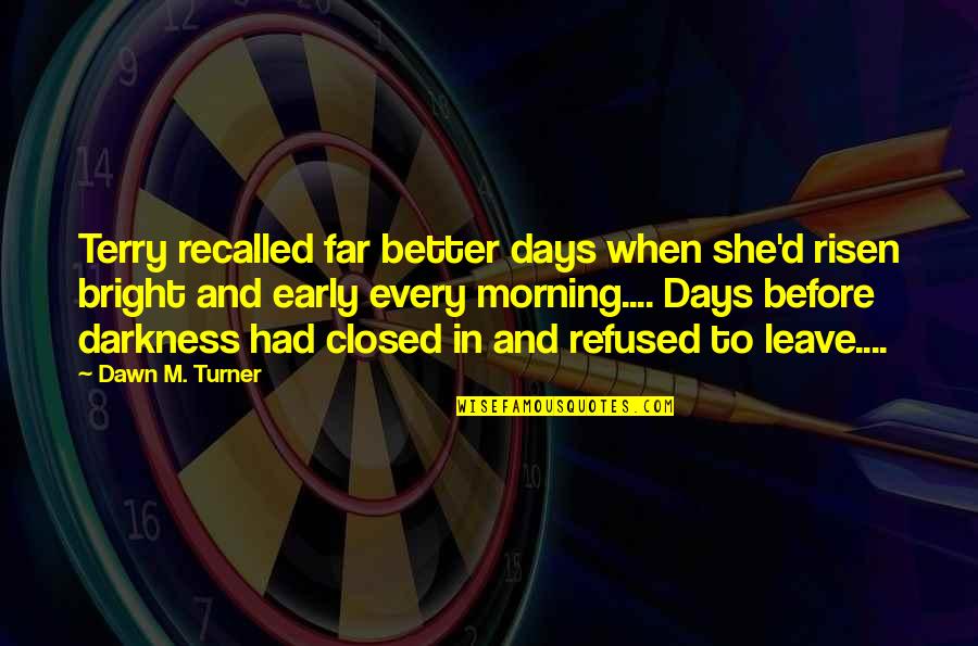 Before Dawn Quotes By Dawn M. Turner: Terry recalled far better days when she'd risen