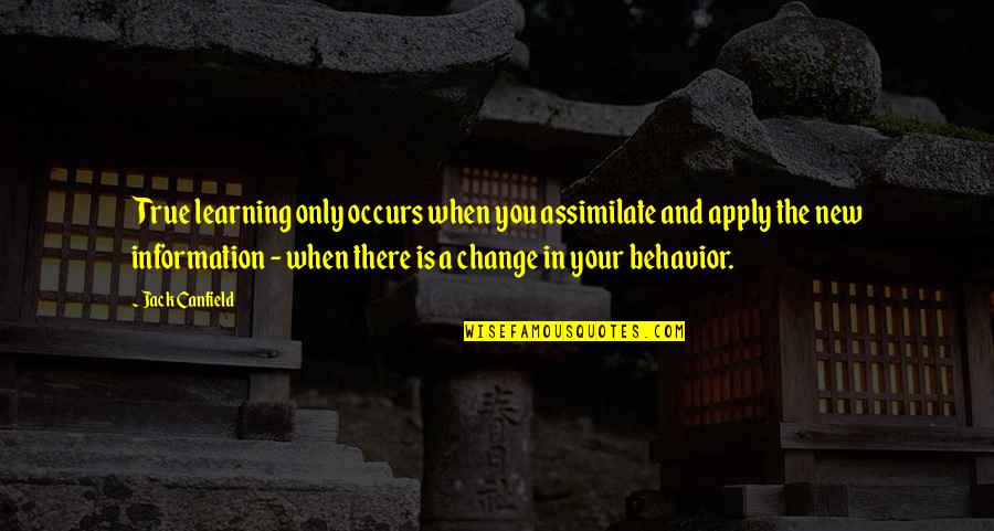 Behavior And Learning Quotes By Jack Canfield: True learning only occurs when you assimilate and