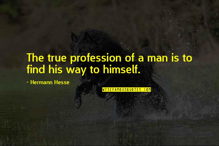 Being Annoyed With A Guy Quotes By Hermann Hesse: The true profession of a man is to