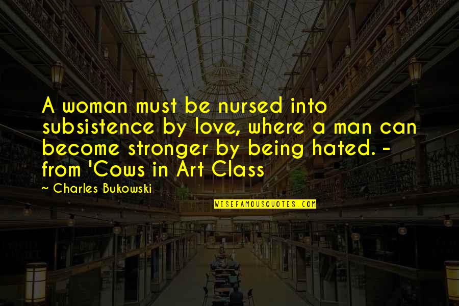 Being In Love With A Man Quotes By Charles Bukowski: A woman must be nursed into subsistence by