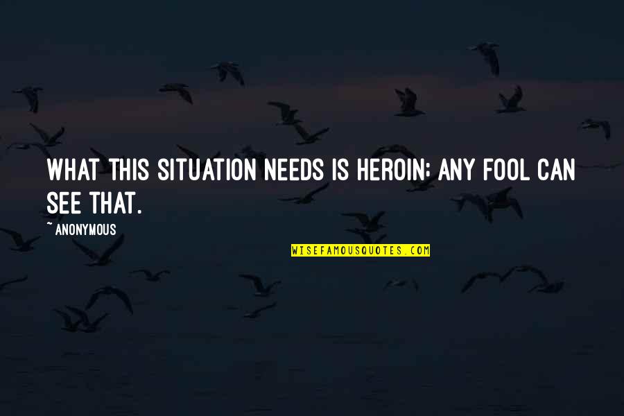 Being Kind To Children Quotes By Anonymous: What this situation needs is heroin; any fool