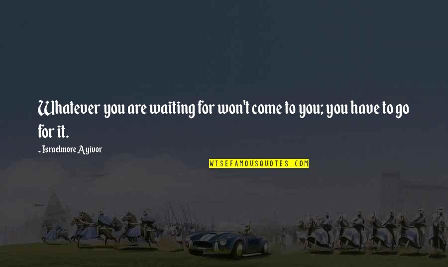 Being Lonely And Happy Quotes By Israelmore Ayivor: Whatever you are waiting for won't come to