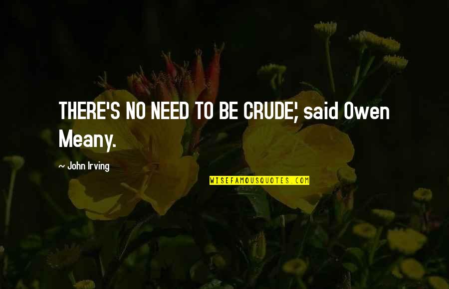 Being Motivated And Inspired Quotes By John Irving: THERE'S NO NEED TO BE CRUDE,' said Owen