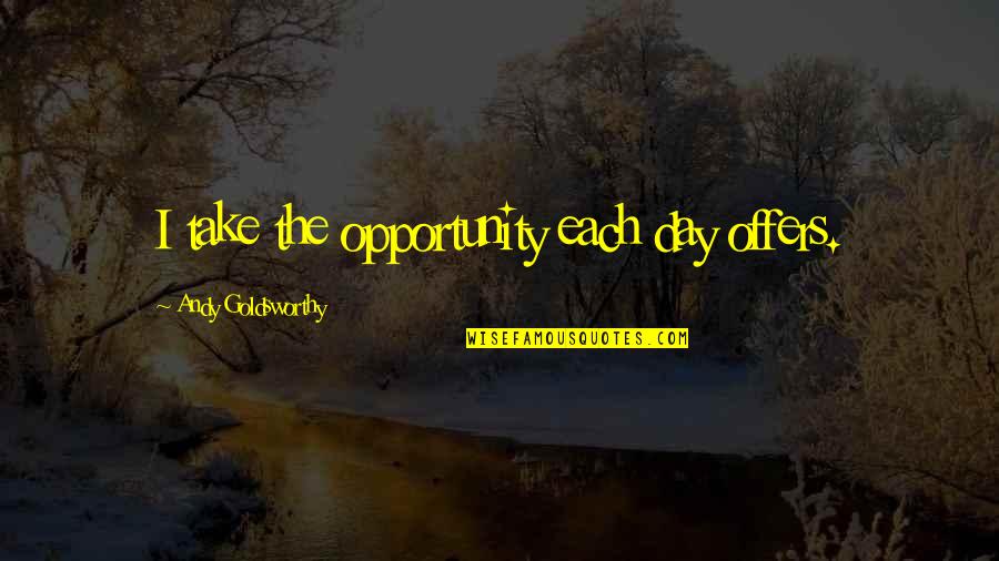 Being Preoccupied Quotes By Andy Goldsworthy: I take the opportunity each day offers.