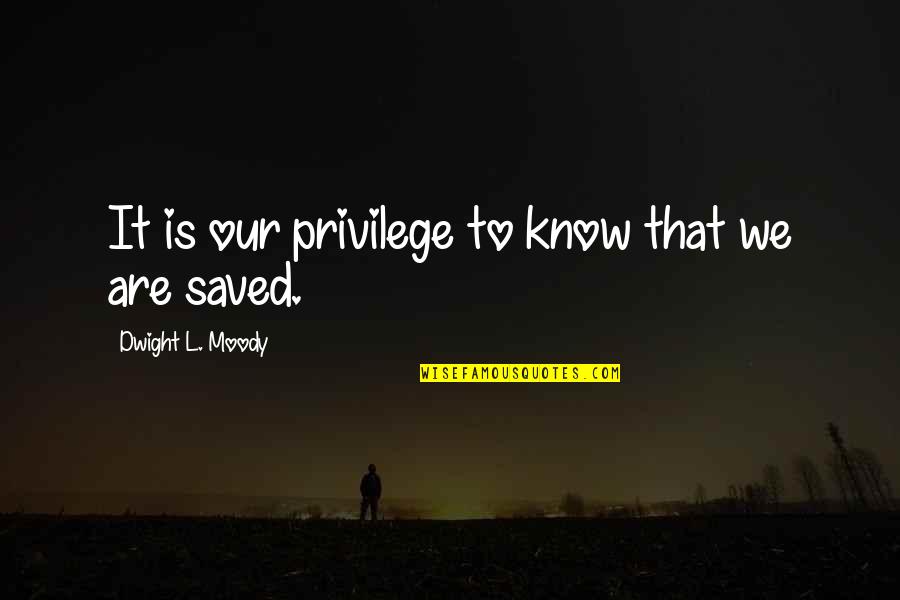 Belloch Ark Quotes By Dwight L. Moody: It is our privilege to know that we