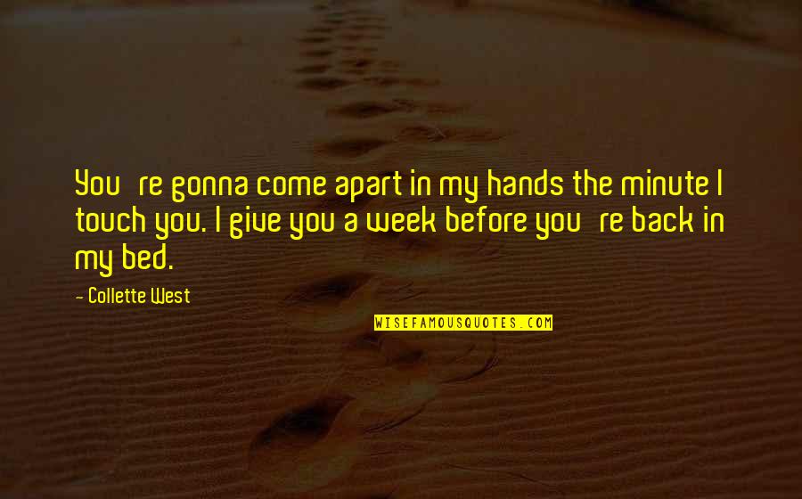 Ben Cardozo Quotes By Collette West: You're gonna come apart in my hands the