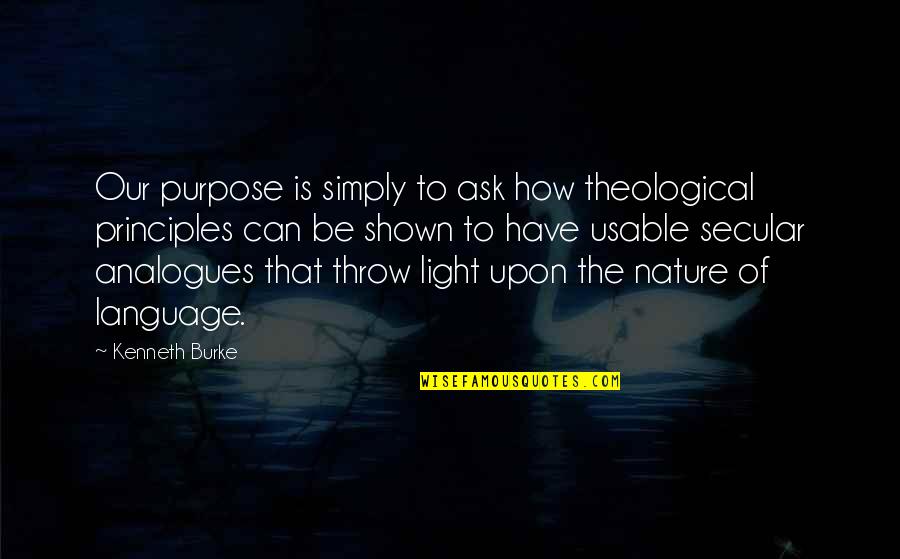 Benjamin Mancroft Quotes By Kenneth Burke: Our purpose is simply to ask how theological