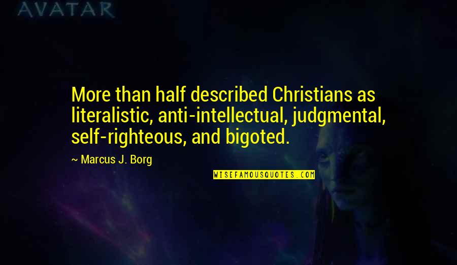 Berenika Such Nkov Quotes By Marcus J. Borg: More than half described Christians as literalistic, anti-intellectual,