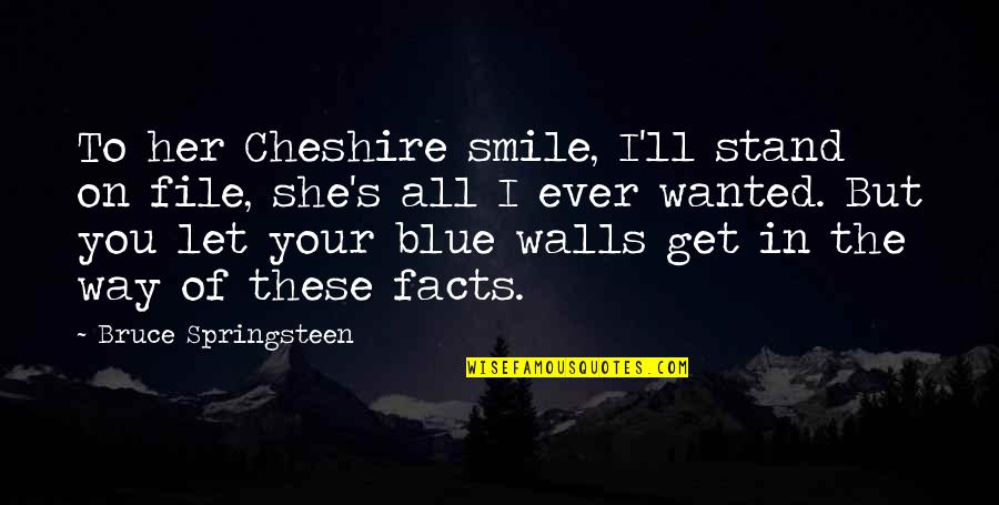 Bergaul Quotes By Bruce Springsteen: To her Cheshire smile, I'll stand on file,