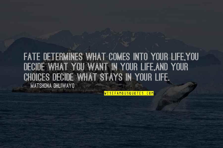 Berglin Quotes By Matshona Dhliwayo: Fate determines what comes into your life,you decide