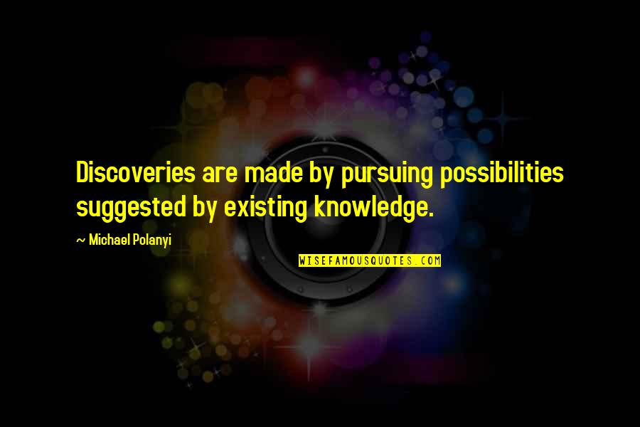 Bernardyn Gray Multi Quotes By Michael Polanyi: Discoveries are made by pursuing possibilities suggested by