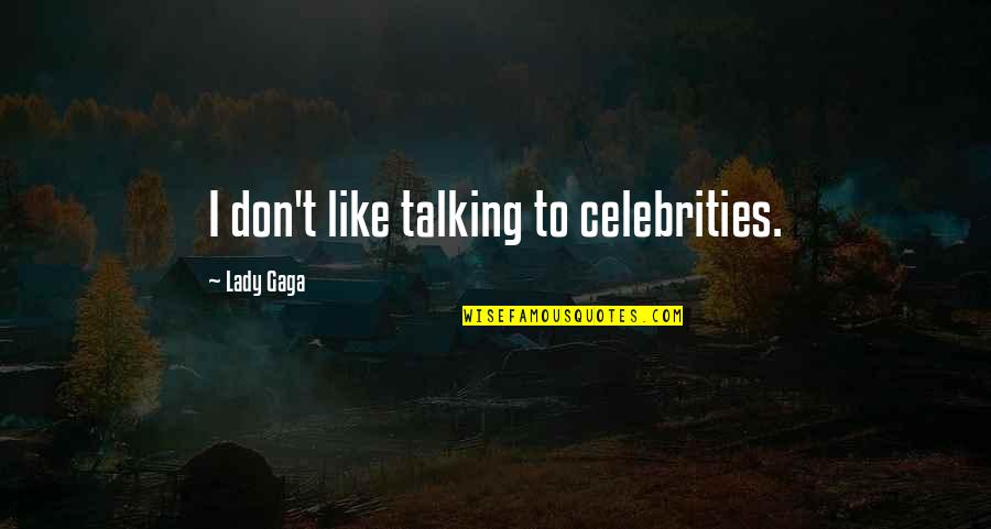 Bertuca Organization Quotes By Lady Gaga: I don't like talking to celebrities.