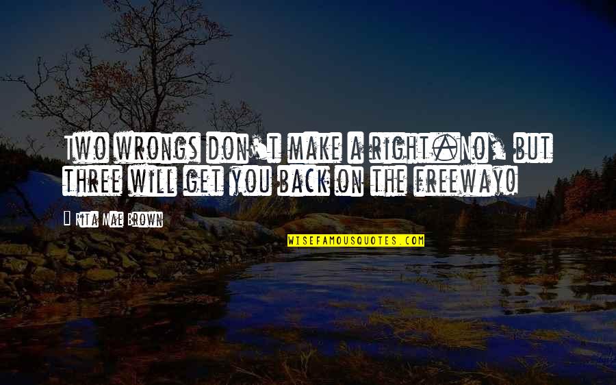 Best Christmas Film Quotes By Rita Mae Brown: Two wrongs don't make a right.No, but three