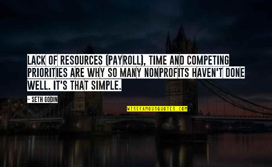 Best Competing Quotes By Seth Godin: Lack of resources (payroll), time and competing priorities