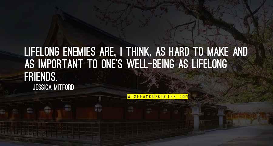 Best Friends Thinking Of You Quotes By Jessica Mitford: Lifelong enemies are, I think, as hard to