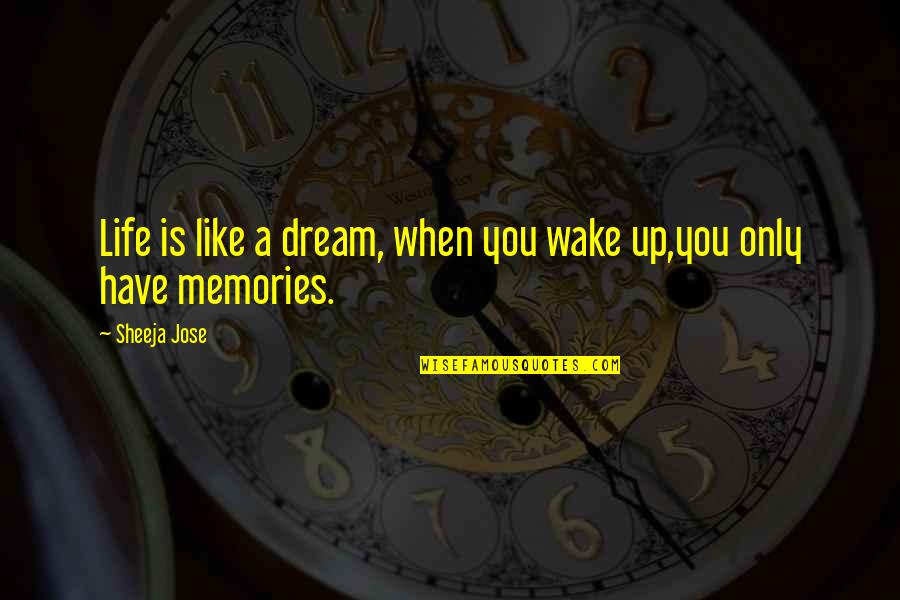 Best Girl Life Quotes By Sheeja Jose: Life is like a dream, when you wake