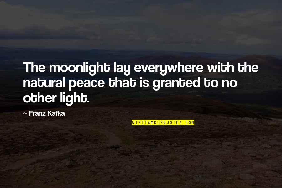 Best Moonlight Quotes By Franz Kafka: The moonlight lay everywhere with the natural peace