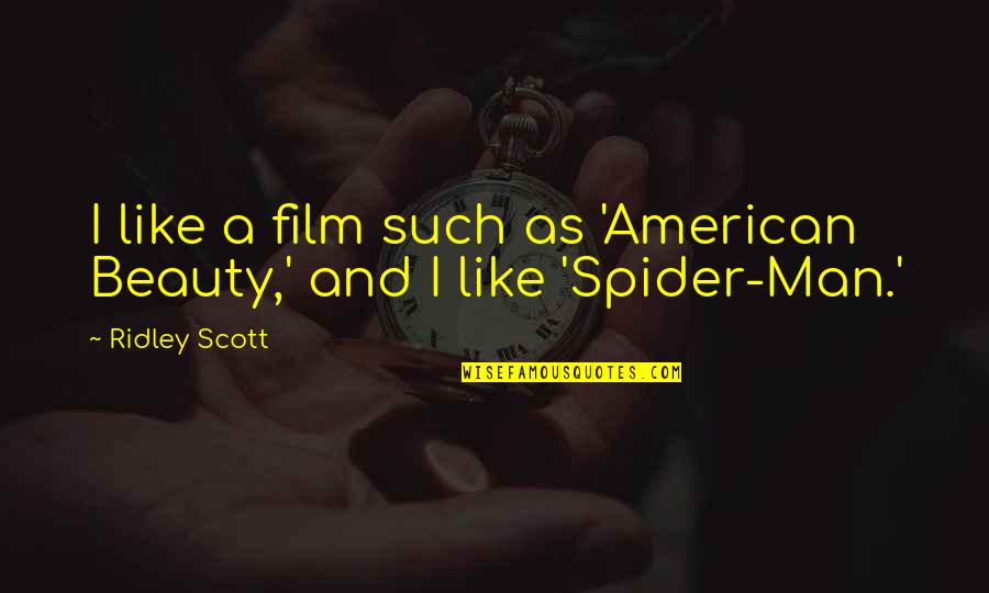 Best Spider Man 3 Quotes By Ridley Scott: I like a film such as 'American Beauty,'